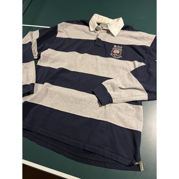 RARE Oxford University UK Heavyweight Striped Rugby Shirt 2XL Officially Branded - Picture 3 of 7